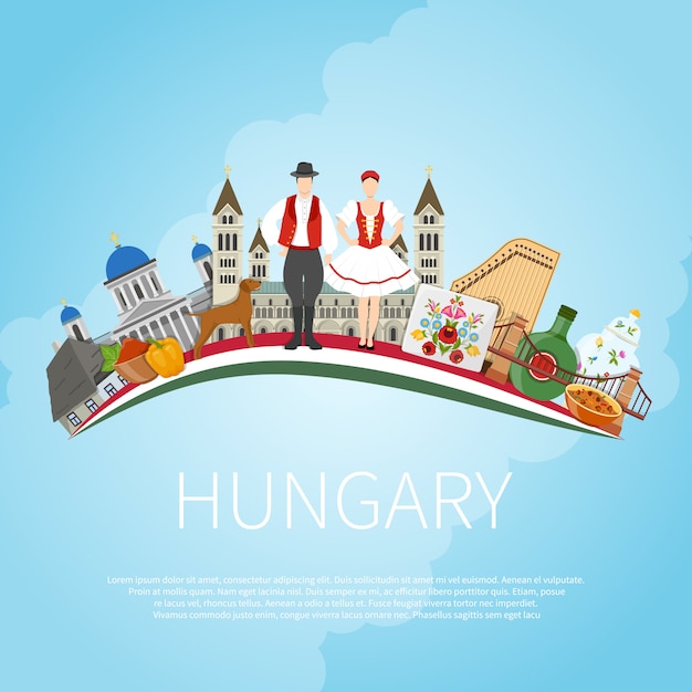 Gratis vector bezoek hungary cloud concept