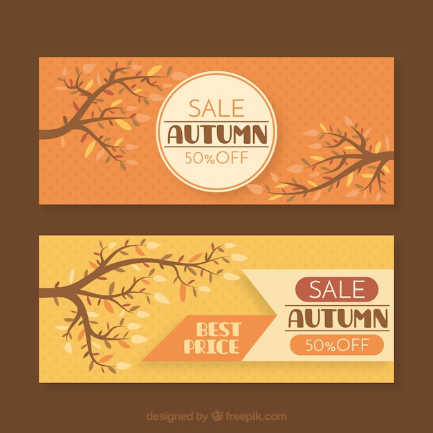 Gratis vector biedt banners voor de herfst, warme kleuren