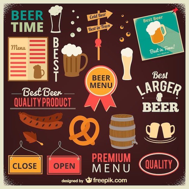 Gratis vector bier en bar iconen collectie