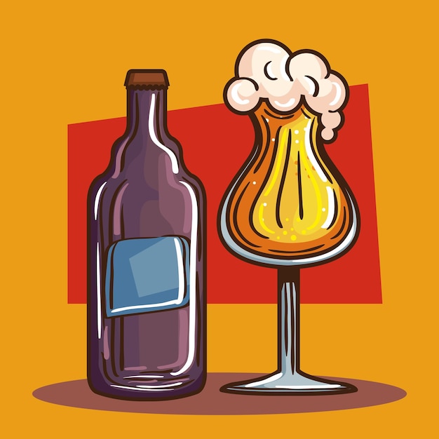 Gratis vector bierfles en bekerposter