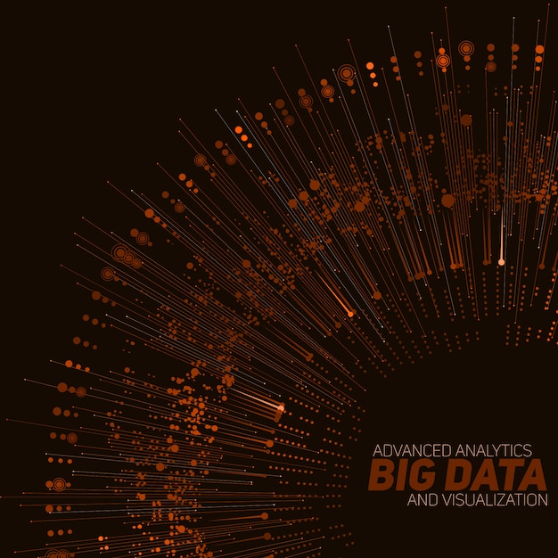 Gratis vector big data circulaire oranje visualisatie.