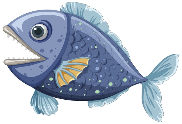 Gratis vector big fish cartoon geïsoleerde speelse onderwateravontuur illustratie