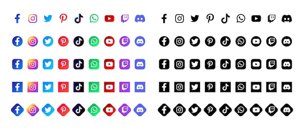 Gratis vector bijgewerkte en volledige social media logos set