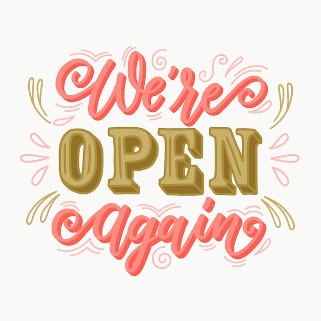 Gratis vector binnenkort heropenen de winkels belettering