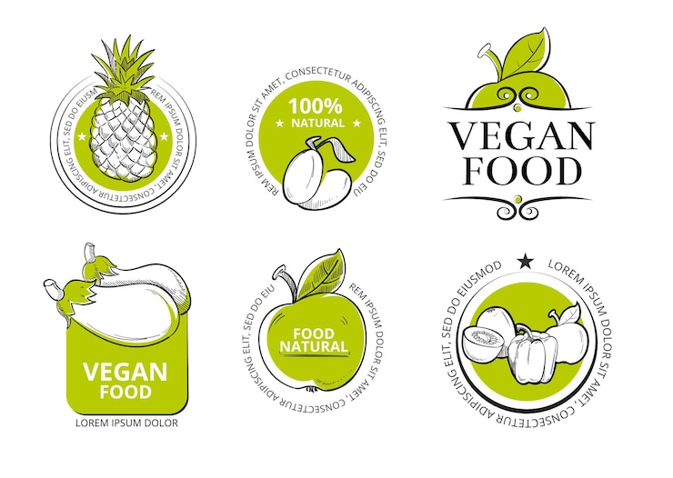 Gratis Vector bio eco gezonde biologische producten badges en logo's.