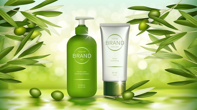 biologische olijf cosmetica reclame-ontwerp