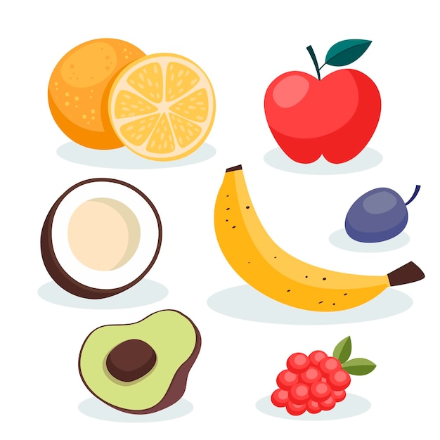 Gratis vector biologische platfruitcollectie