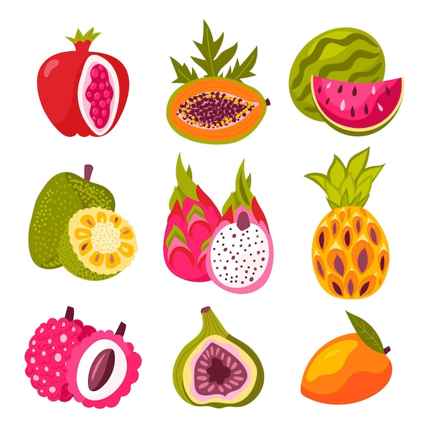 Gratis vector biologische platfruitcollectie