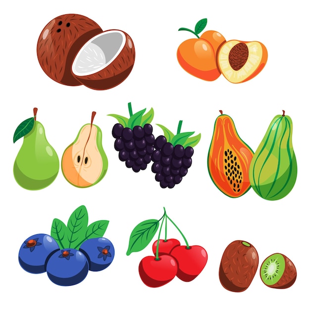 Gratis vector biologische platfruitcollectie