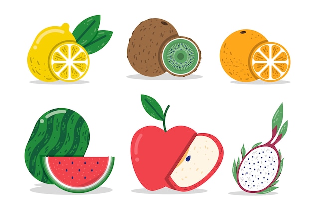 Gratis vector biologische platfruitcollectie