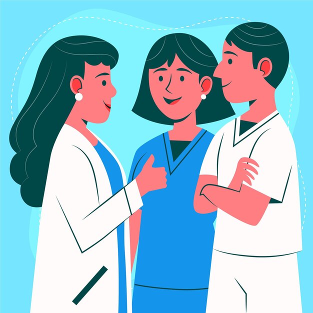 Biologische platte artsen en verpleegsters illustratie