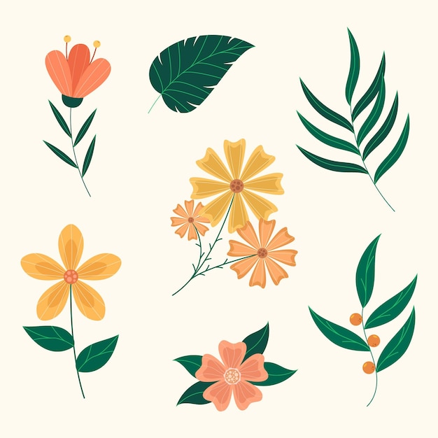 Gratis vector biologische platte bloemencollectie