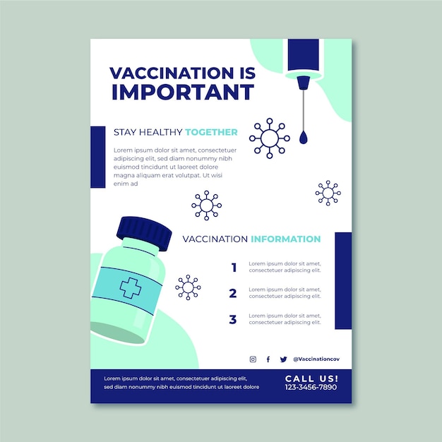 Biologische platte coronavirus vaccinatie folder sjabloon