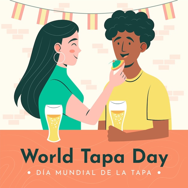 Biologische platte dia mundial de la tapa illustratie