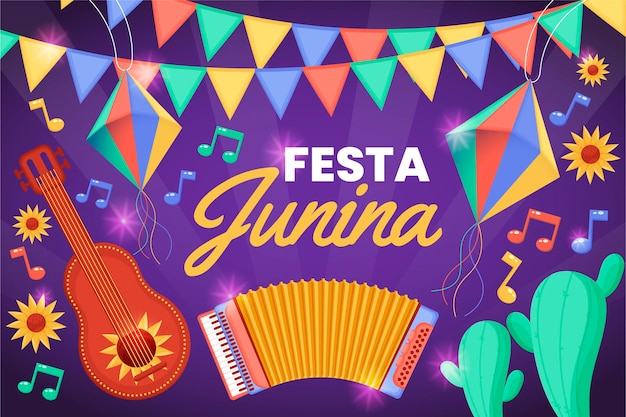 Gratis vector biologische platte festa junina-collectie