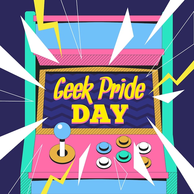 Gratis vector biologische platte geek pride-dag illustratie