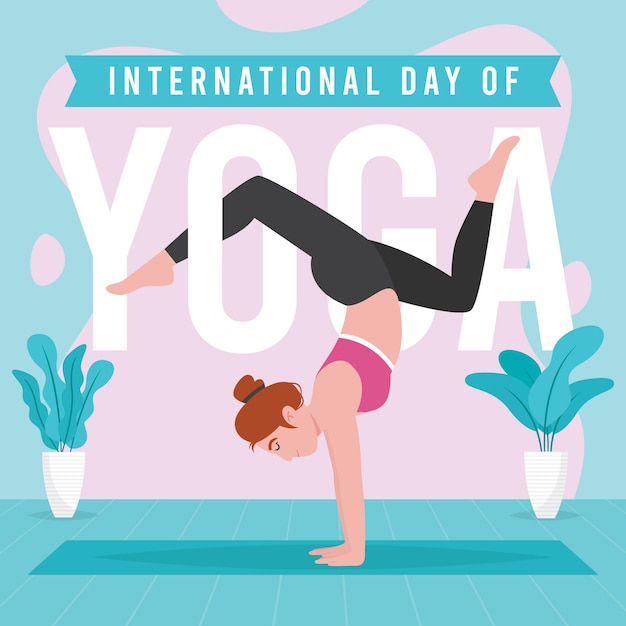 Biologische platte internationale dag van yoga illustratie