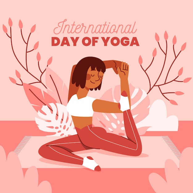 Biologische platte internationale dag van yoga illustratie