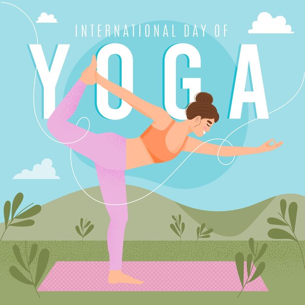 Biologische platte internationale dag van yoga illustratie