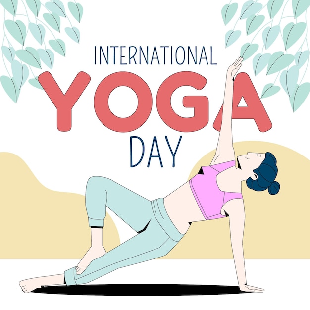Biologische platte internationale dag van yoga illustratie