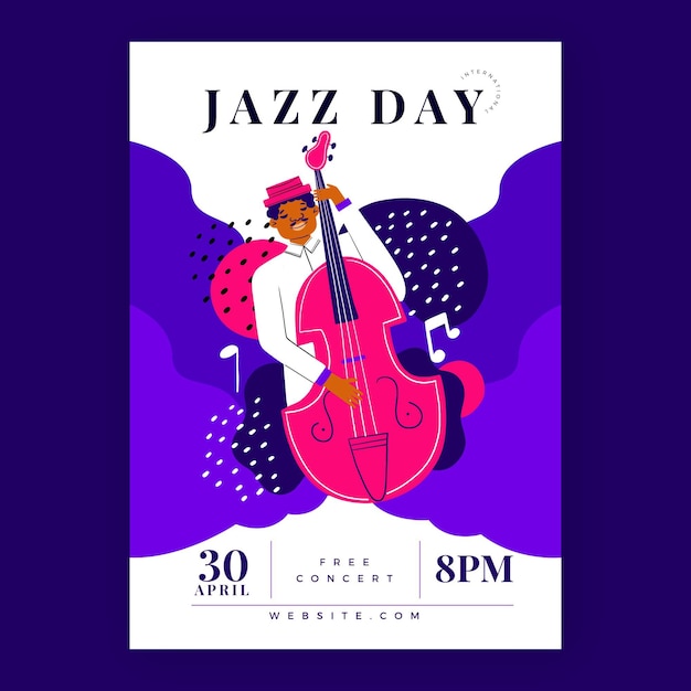 Biologische platte internationale jazz dag verticale poster sjabloon