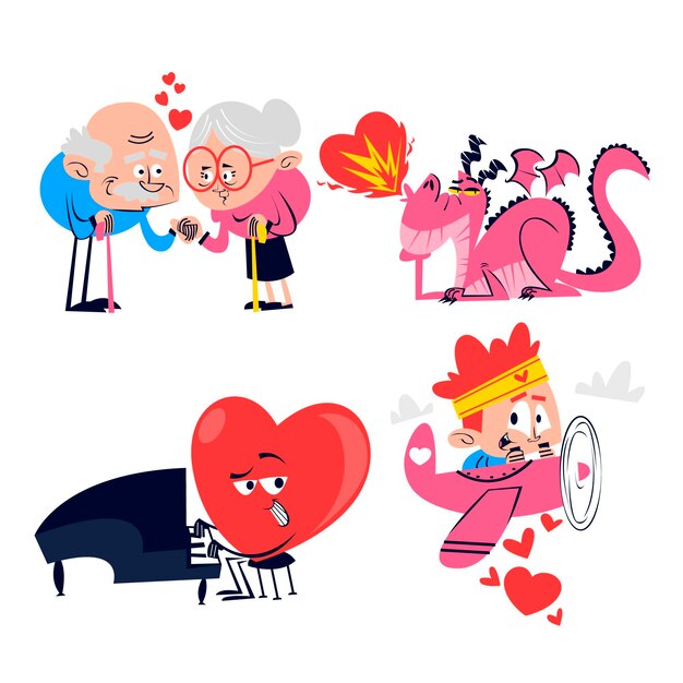 Biologische platte liefdessticker-collectie