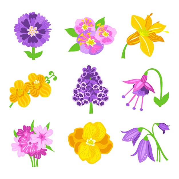 Gratis vector biologische platte ontwerp bloemencollectie