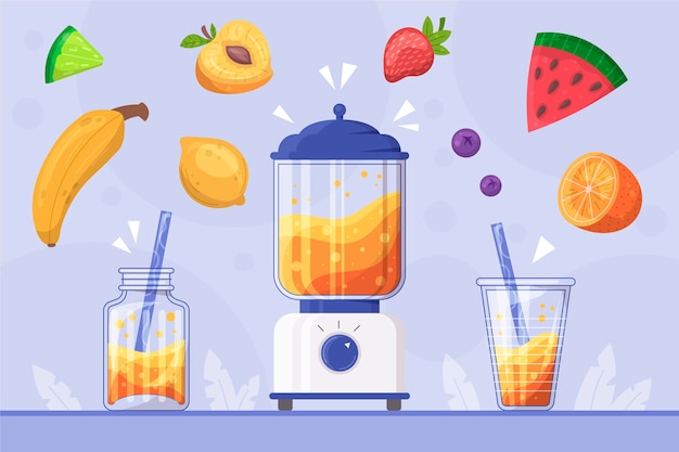 Biologische platte smoothies in de illustratie van het blenderglas