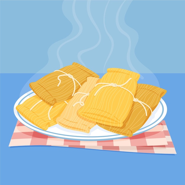 Gratis vector biologische platte tamales geïllustreerd