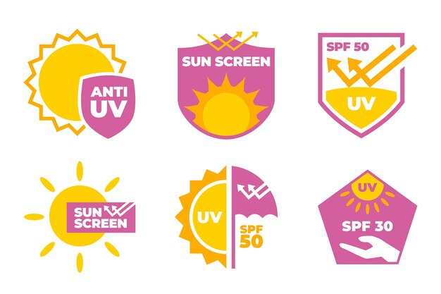 Gratis vector biologische platte uv-badgescollectie