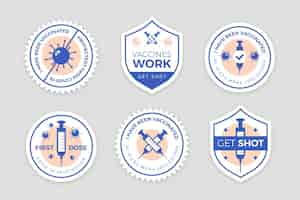 Gratis vector biologische platte vaccinatiecampagne badge-collectie