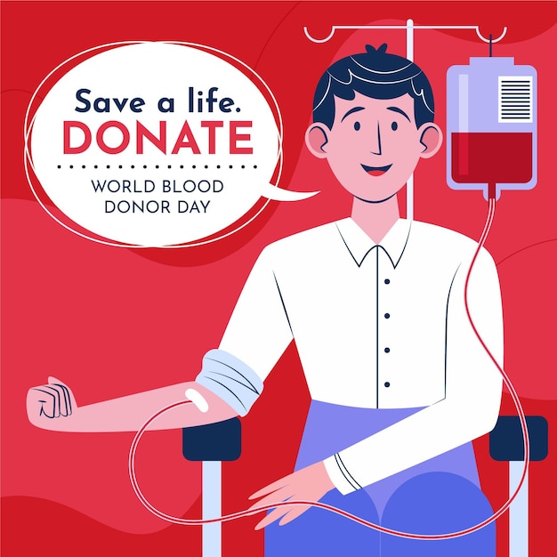 Gratis vector biologische platte wereld bloeddonordag illustratie