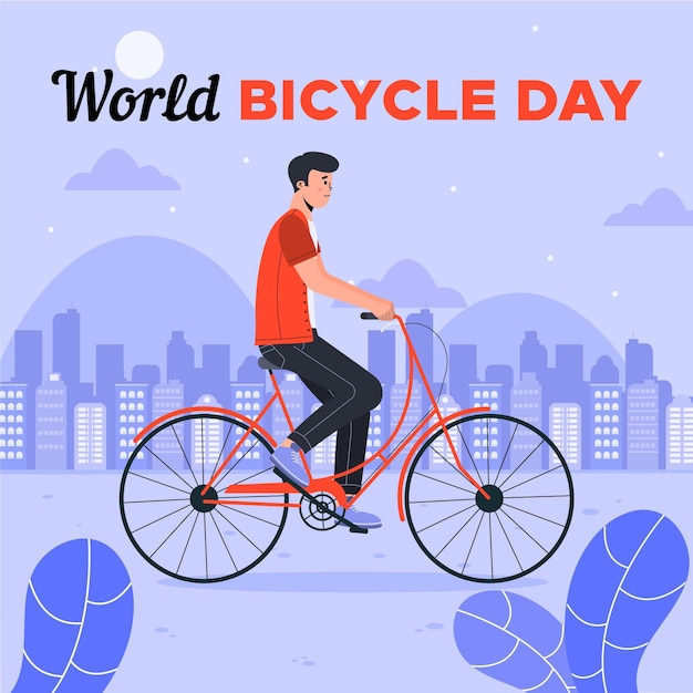 Biologische platte wereld fietsdag illustratie