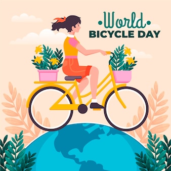 Biologische platte wereld fietsdag illustratie