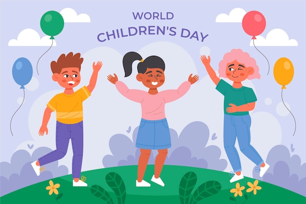 Biologische platte wereld kinderdag illustratie