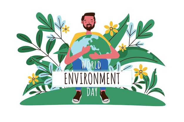 Gratis vector biologische platte wereld milieu dag illustratie