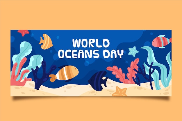 Biologische platte wereld oceanen dag banner
