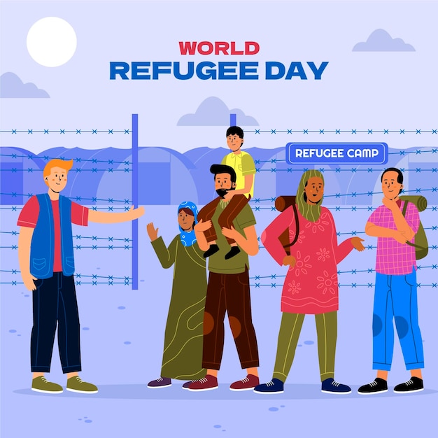 Biologische platte wereld vluchteling dag illustratie