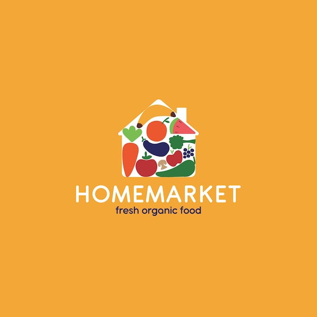 Gratis vector biologische supermarkt logo stijl