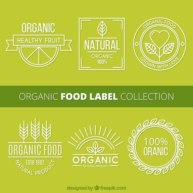 Gratis vector biologische voedsel label collectie