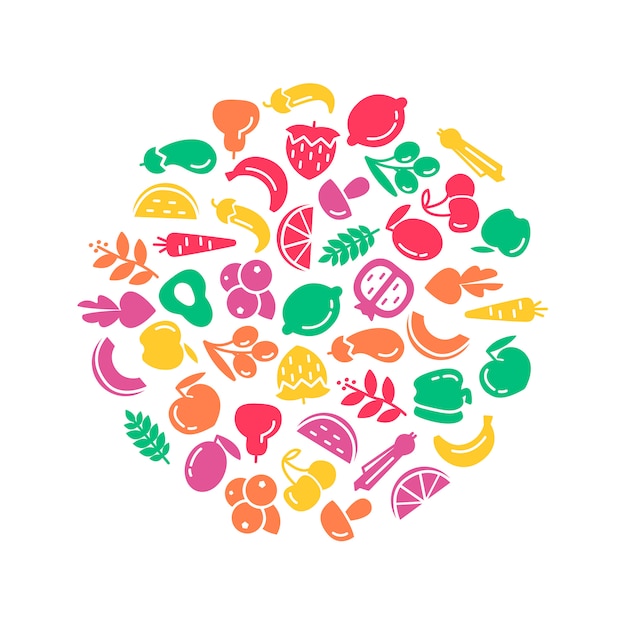 Gratis vector biologische wereldgezondheidsdag. fruit en groenten achtergrond illustratie