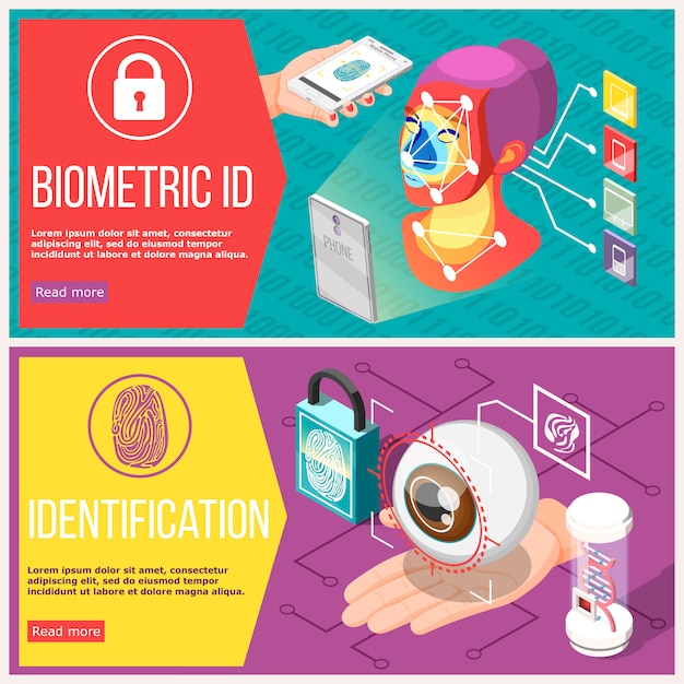 Gratis vector biometrische id horizontale banners