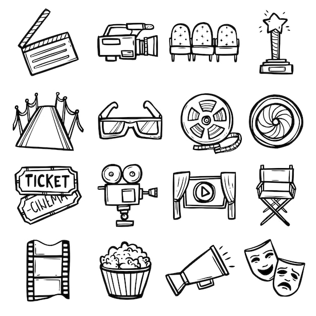 Gratis vector bioscoop icons set