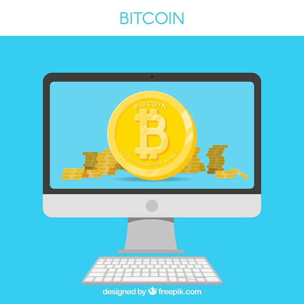 Gratis vector bitcoin-ontwerp met monitor