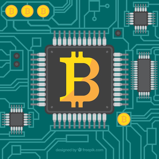 Gratis vector bitcoin-ontwerp met processor