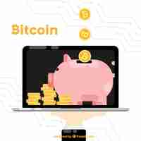 Gratis vector bitcoin ontwerp met spaarpot