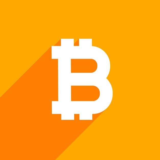 Bitcoin symbool op oranje achtergrond