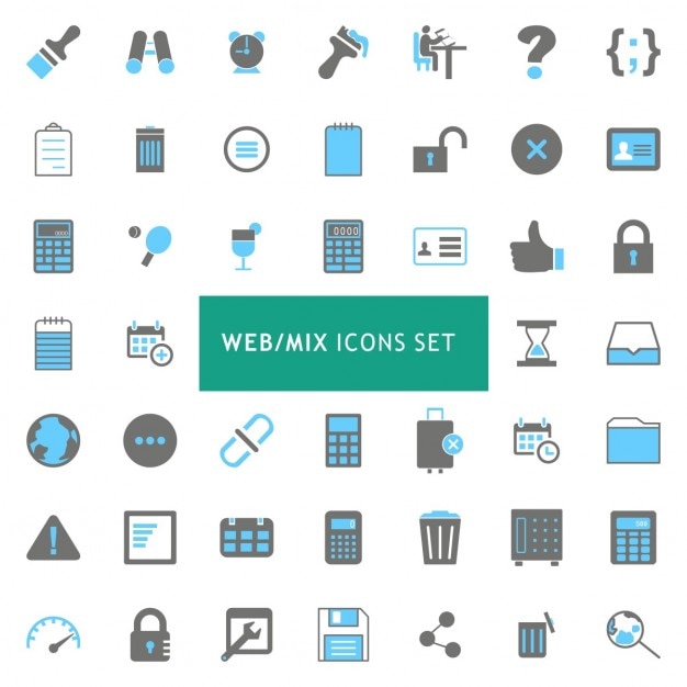 Gratis vector black and blue web mix iconen set