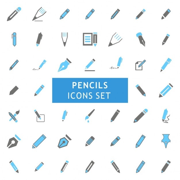 Black and Gray Pencils Icons set