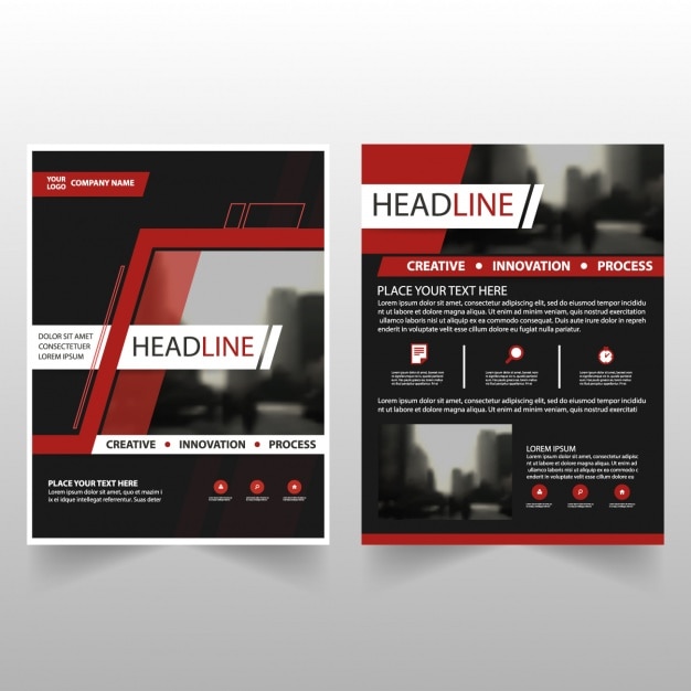 Gratis vector black business brochures met rode details